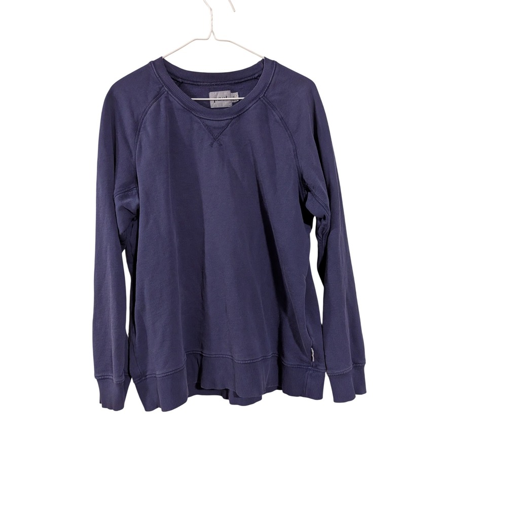 Pact Sweatshirt Womens XL Navy Blue Organic Cotton French Terry Raglan Crewneck